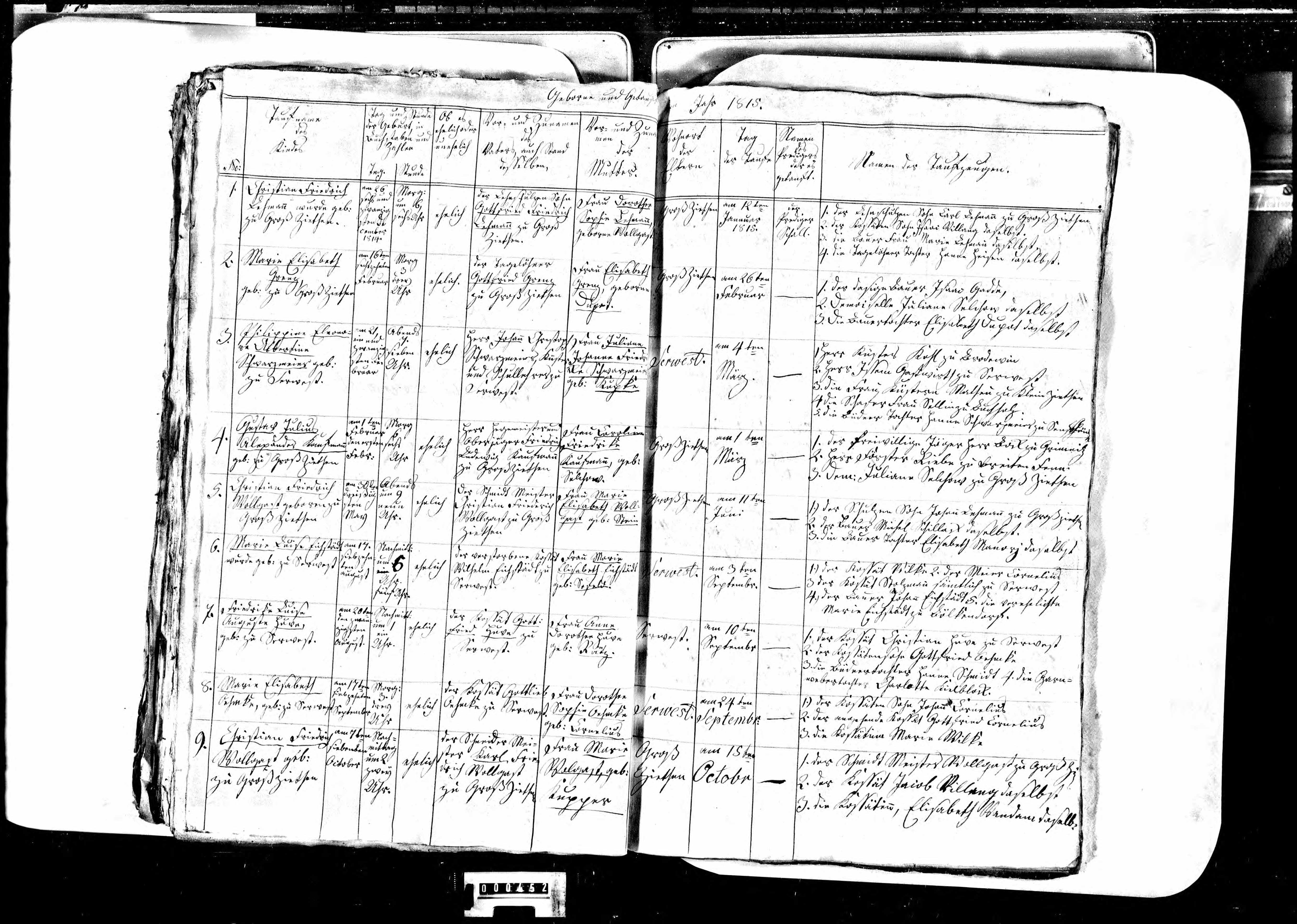 Kirchenbuch Friederike Louise Auguste Huwe geboren 1815 in Serwest