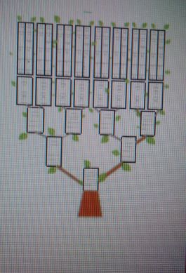 Stammbaum mit Blättern und freien Feldern zum Ausfüllen